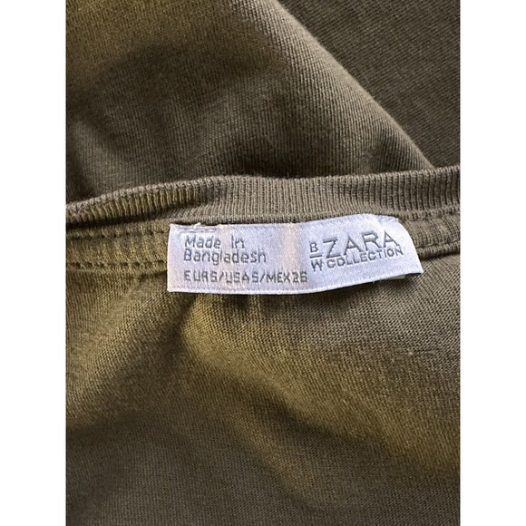 Zara Jersey Knit High Low T-Shirt Short Sleeve Olive Green S - Picture 5 of 5